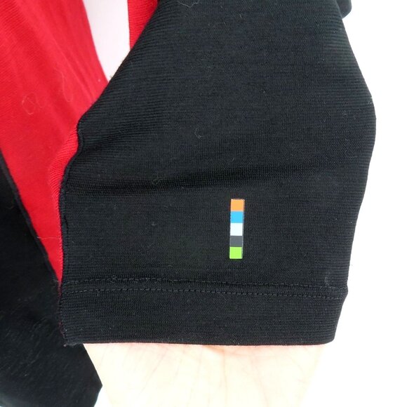 Smartwool Men Small Merino Sport 150 1/4 Zip Sweater Black Red Long Sleeve Wool - Picture 4 of 12